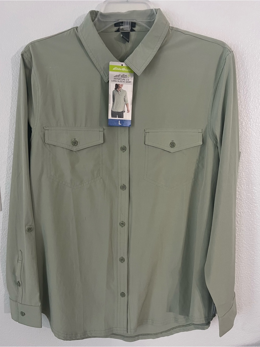 Eddie Bauer Departure 2.0 Long-Sleeve Shirt in Fennel (green) NWT Size L